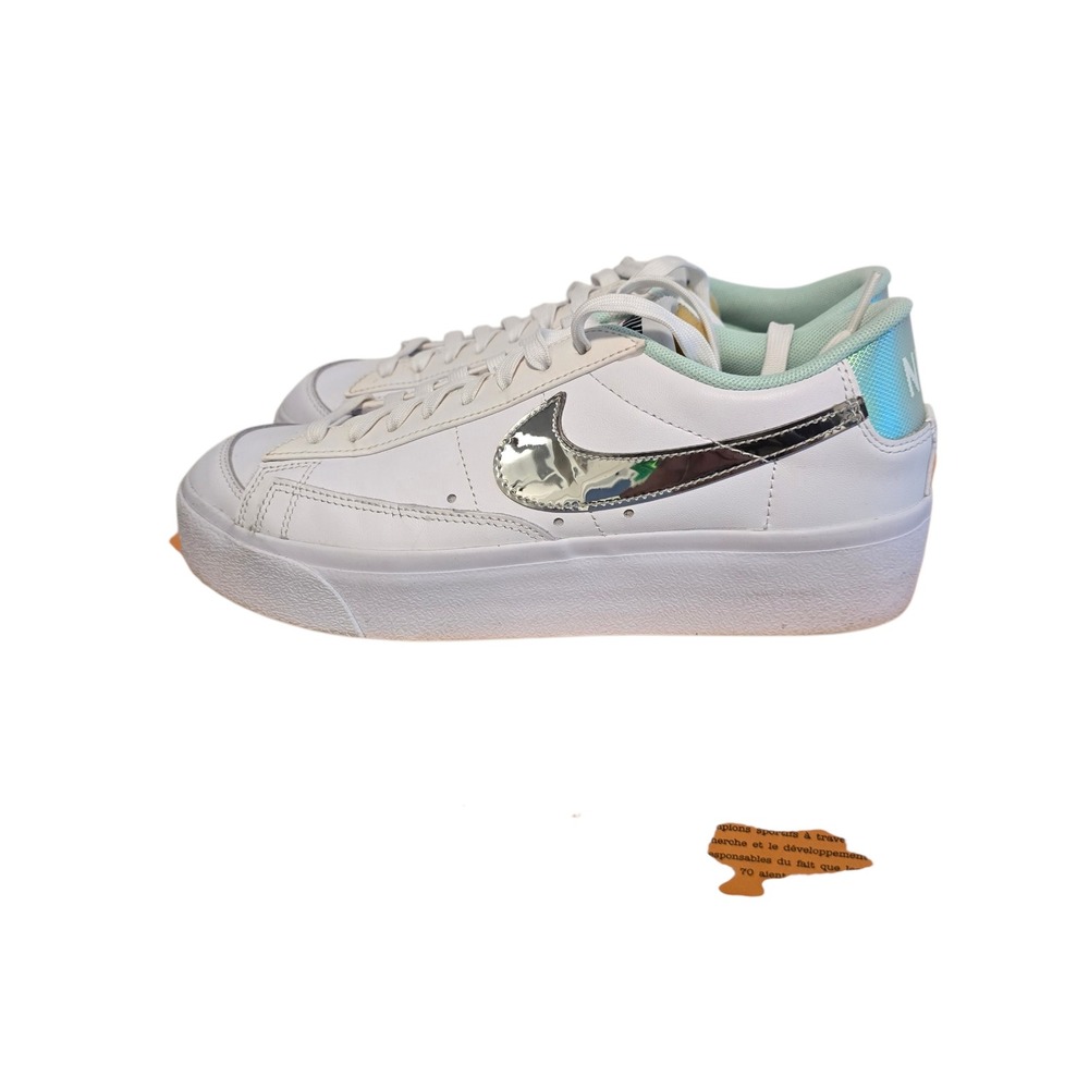 Nike Blazer Low Platform White Metallic‎ Silver DQ7654-100 Womens Size 9 Shoes